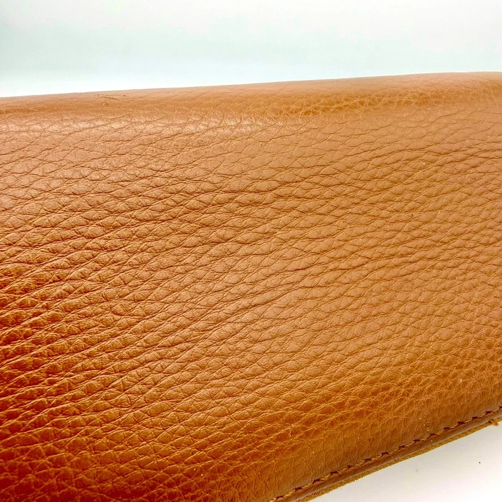 Michael Kors Womens Continental Zip Wallet Brown‎ Pebbled Leather